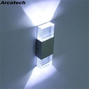 Modern Style 2W/ 6W Square Aluminum LED Wall Lamp Light Acrylic Crystal Home Lighting Indoor Outdoor Decoration NR-14 Home & Garden Lighting