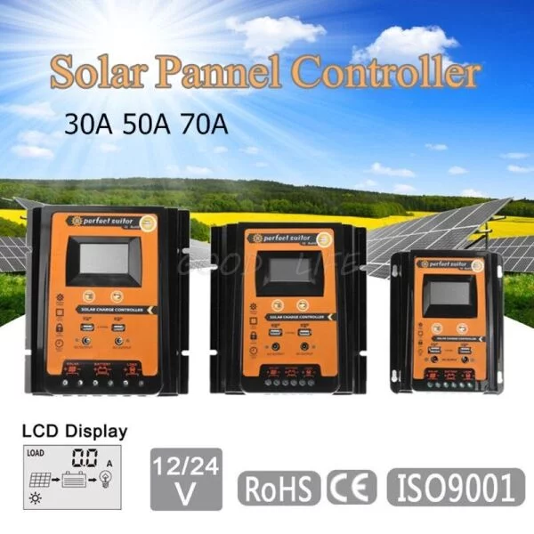 MPPT Solar Charge Controller 12V 24V | 30A 50A 70A | Dual USB LCD Display Renewable Energy