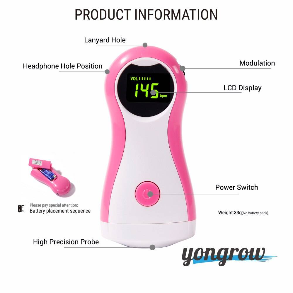 Fetal Doppler Baby Monitor LCD Display Portable Baby Heart Rate Monitor With Earphone Fetal Doppler Baby Monitor LCD Display Portable Baby Heart Rate Monitor With Earphone