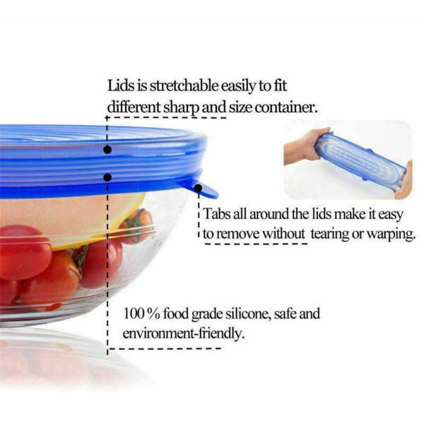 Reusable Silicone Stretch Lids | Vegetables/Food Bowl & Container Seal Kitchen Gadgets