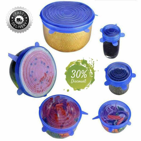 Reusable Silicone Stretch Lids | Vegetables/Food Bowl & Container Seal Kitchen Gadgets