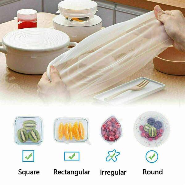 Reusable Silicone Stretch Lids | Vegetables/Food Bowl & Container Seal Kitchen Gadgets