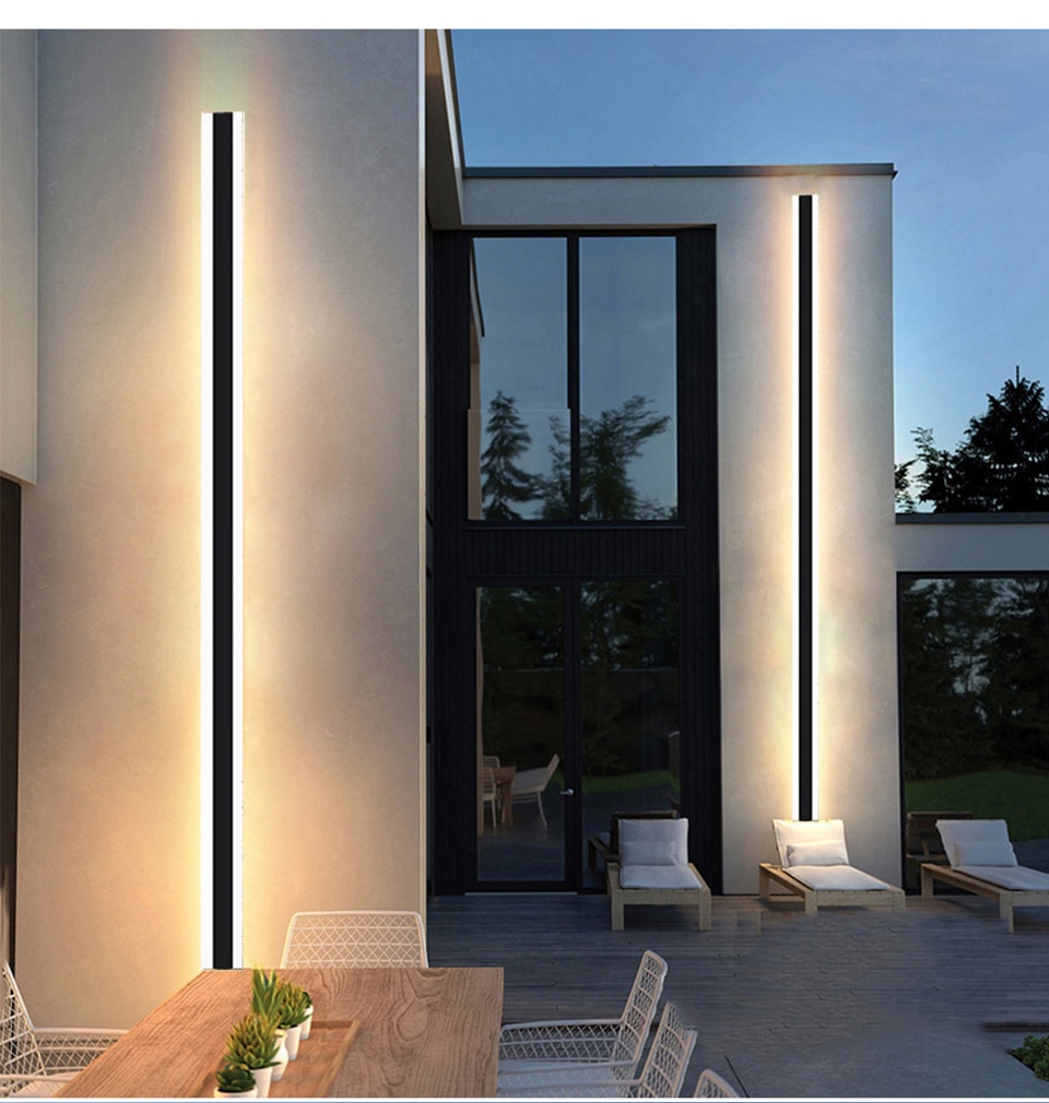 110V 220V Modern IP65 Waterproof outdoor Long Strip LED wall lamp