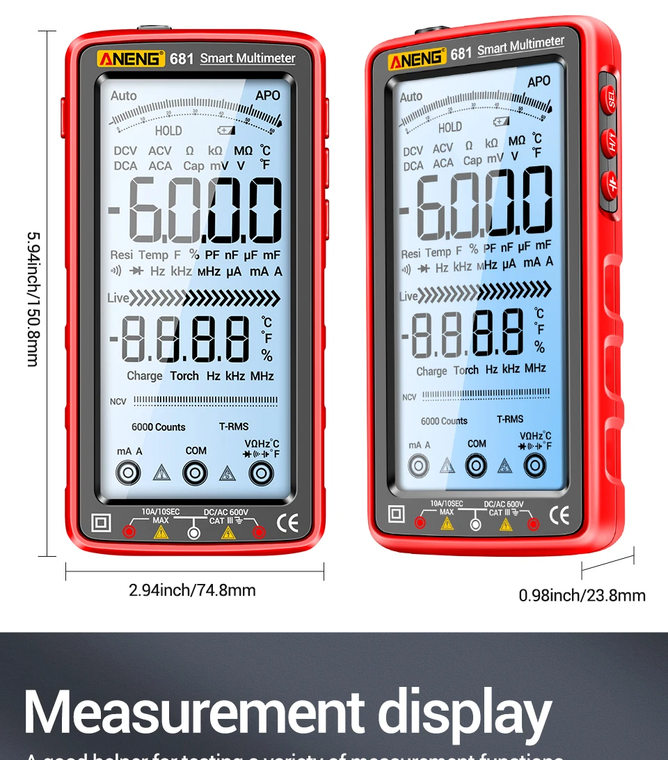 ANENG 681 Rechargeable Non-contact Voltage AC/DC Digital Professional Multimeter