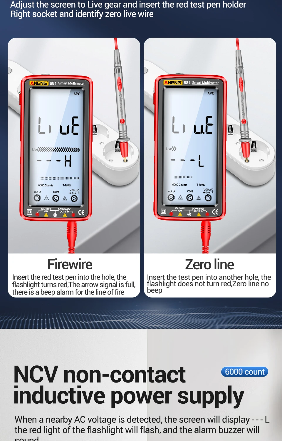 ANENG 681 Rechargeable Non-contact Voltage AC/DC Digital Professional Multimeter