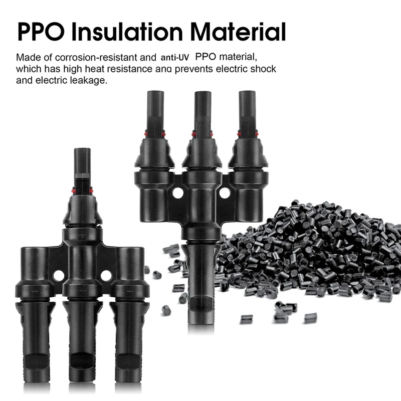 2 Pair IP67 Solar Male and Female MMMF+FFFM, 3 to 1 Branch Connectors