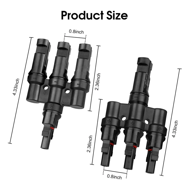 2 Pair IP67 Solar Male and Female MMMF+FFFM, 3 to 1 Branch Connectors