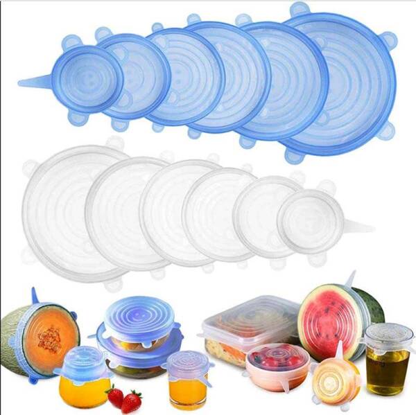 Reusable Silicone Stretch Lids | Vegetables/Food Bowl & Container Seal Kitchen Gadgets