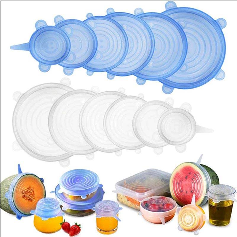 12 Pcs Silicone Stretch Reusable Bowl Food Storage Wraps Cover Seal Fresh Lids 