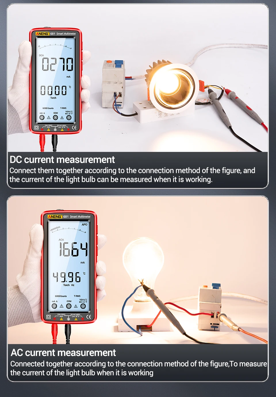 ANENG 681 Rechargeable Non-contact Voltage AC/DC Digital Professional Multimeter