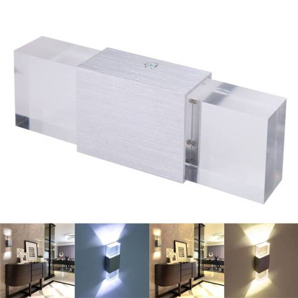 Modern Style 2W/ 6W Square Aluminum LED Wall Lamp Light Acrylic Crystal Home Lighting Indoor Outdoor Decoration NR-14 Home & Garden Lighting