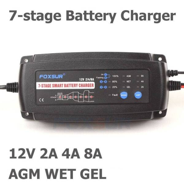 Smart 12V 7 Stage Battery Charger | 2A, 4A, 8A, Lead Acid, GEL, WET, AGM Automobiles & Motorcycles Battery Chargers Car & Marine Electronics
