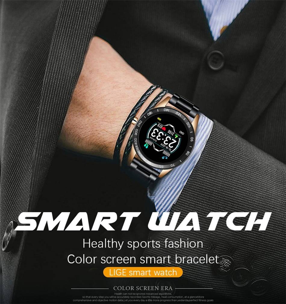 LIGE 2019 New Smart Watch Men Waterproof Sport Heart Rate Blood Pressure Fitness Tracker Smartwatch Pedometer reloj inteligente