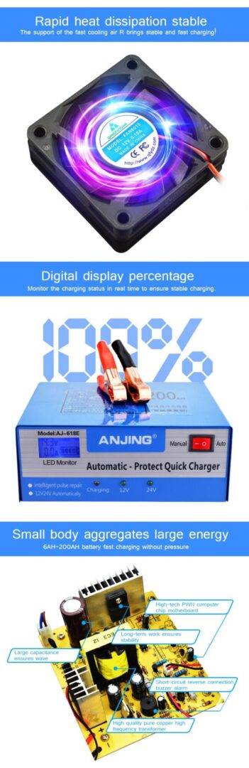 ANJING Fully Automatic Pulse Repair/Battery Desulfator Charger | 12V~24V Electronics Automobiles & Motorcycles Battery Chargers Batteries