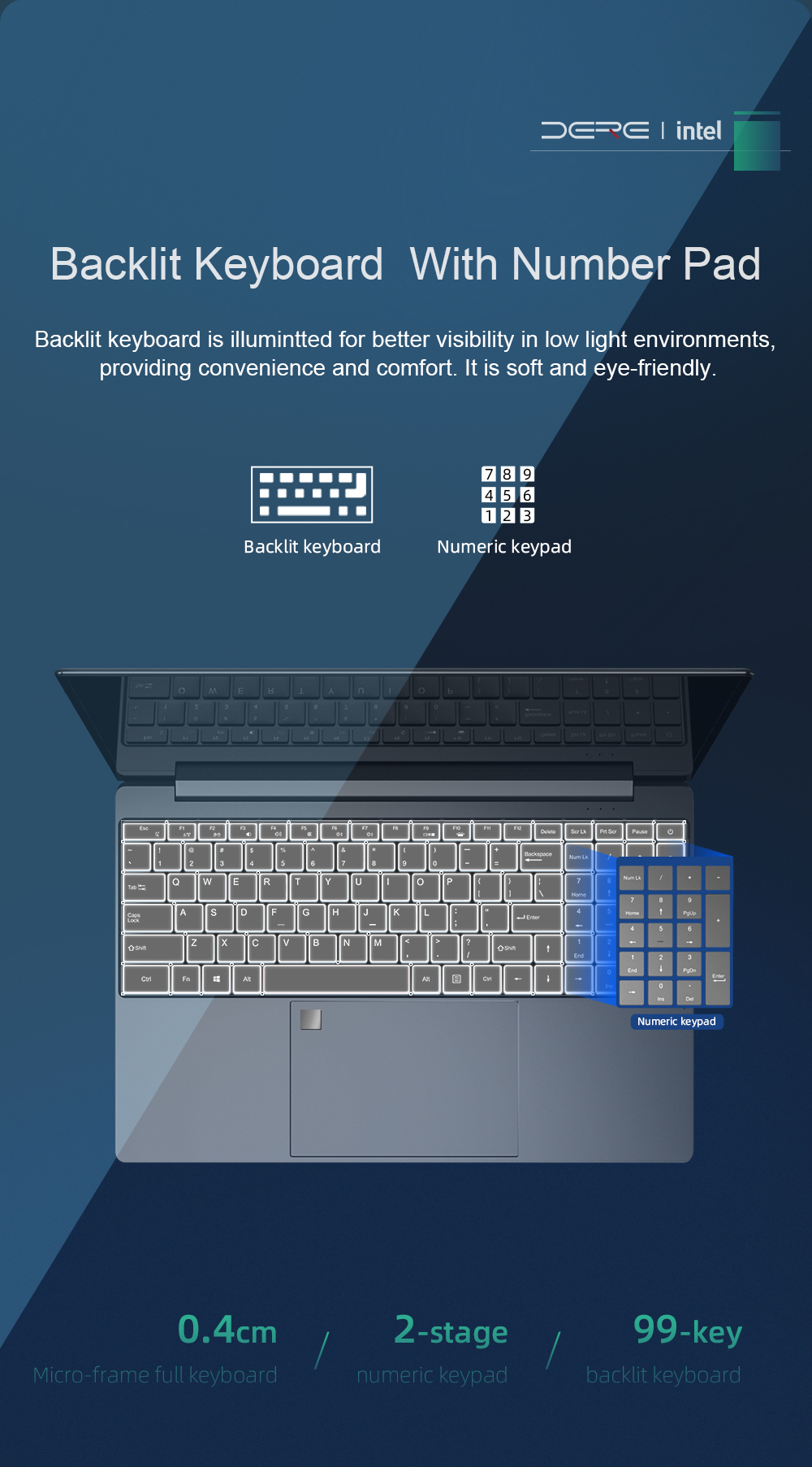 2-in-1 Full size backlit keyboard laptop