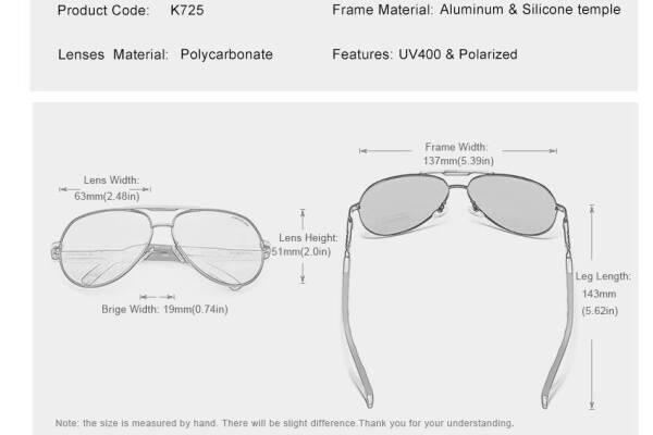 Men’s Classic Design Polarized Aluminum Frame Aviator Sunglasses